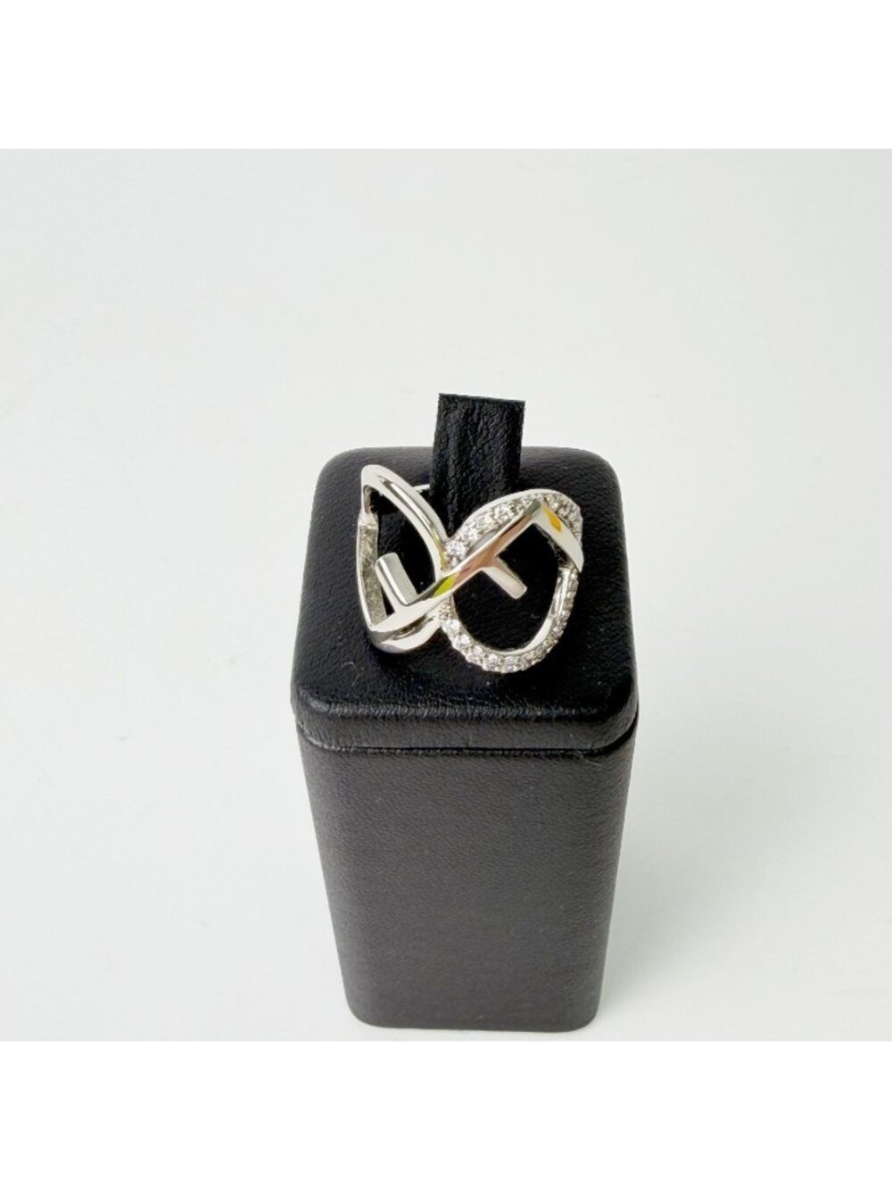 Fendi IS Crystal Ring Plated Silver Clear Vintage